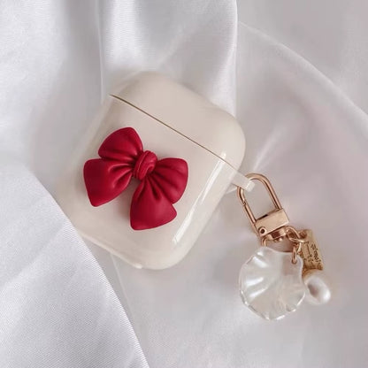 Cute Retro Beige Case for Apple Airpods 1 2 3Rd Generation Bear Cherry Case for Airpods Pro Case Keychain Lanyard Luxury Case