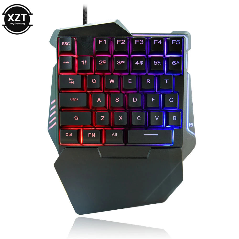 USB One-Handed Keyboard Gaming Mechanical Feel Keyboard Portable 35 Keys Mini Wired Keyboard Ergonomic Gaming Keyboard